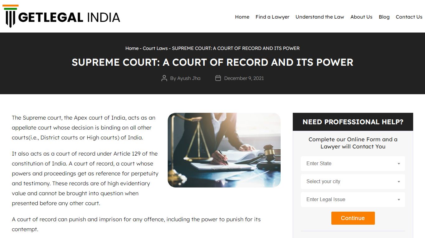 SUPREME COURT: A COURT OF RECORD AND ITS POWER